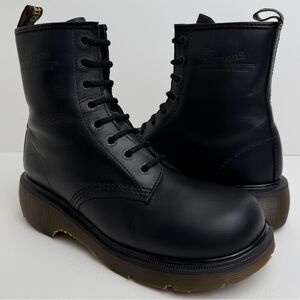Vintage Dr. Martens MIE 8304 Black Greasy Leather Club Wedge Platform Boots UK 7